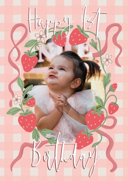 Cute Birthday Card - 1st - Strawberries created by Soph AC Studio
