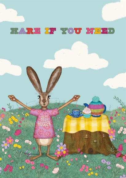 Cute Thinking Of You Card - Hare - Hugs created by badgerbee design