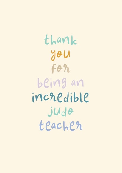 Classic Thank You Card - Incredible Judo Teacher - Hearts created by Rebecca Prinn