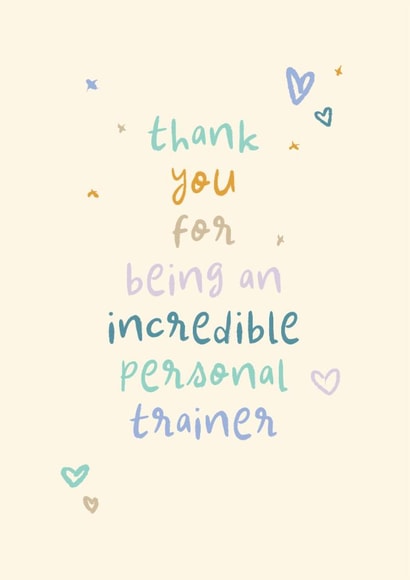 Classic Thank You Card - Incredible Personal Trainer - Hearts created by Rebecca Prinn