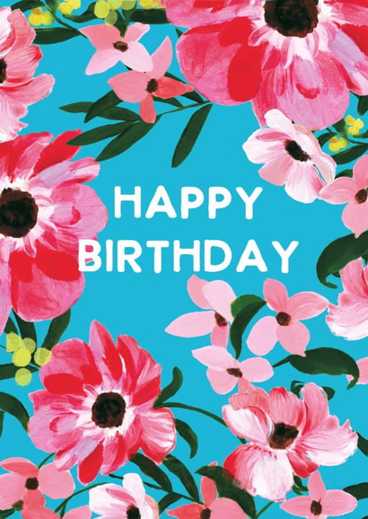 Pretty Birthday Card - For Her - Pink Flowers | thortful