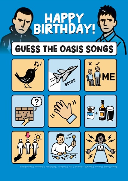 Fun Birthday Card - Oasis Quiz - Guess The Songs created by Daniel Benney