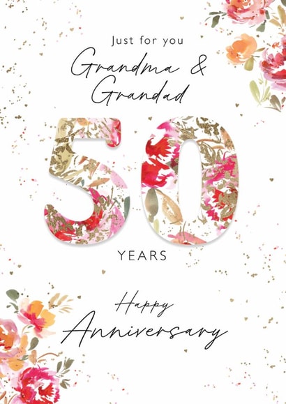 Classic Anniversary Card - Grandma & Grandad - 50 Years Anniversary - Floral created by Rebecca Prinn
