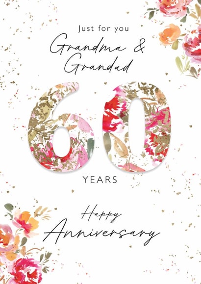 Classic Anniversary Card - Grandma & Grandad - 60 Years Anniversary - Floral created by Rebecca Prinn
