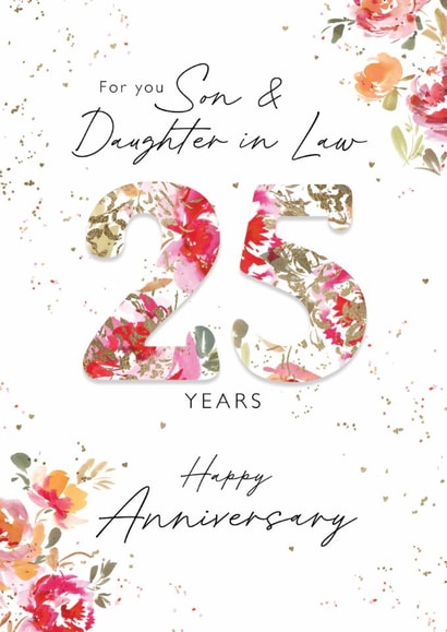 Classic Anniversary Card - Son & Daughter in Law - 25th Anniversary - Floral created by Rebecca Prinn