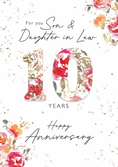 Classic Anniversary Card - Son & Daughter in Law - 10th Anniversary - Floral created by Rebecca Prinn