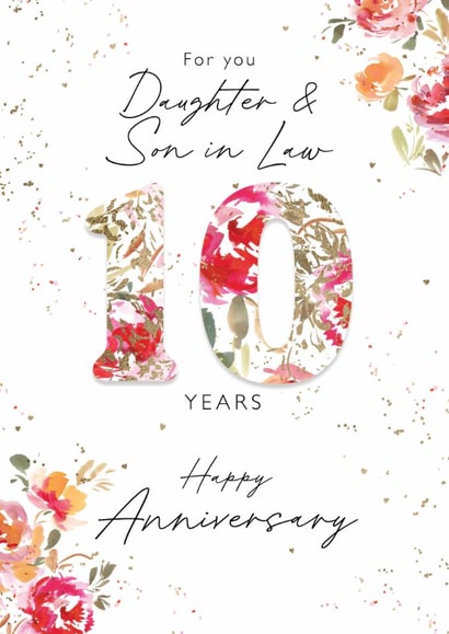 Classic Anniversary Card - Daughter & Son in Law - 10th Anniversary - Floral created by Rebecca Prinn