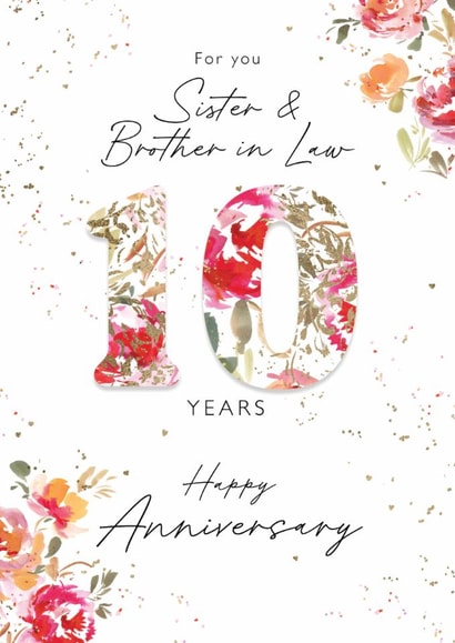 Classic Anniversary Card - Sister & Brother in Law - 10th Anniversary - Floral created by Rebecca Prinn