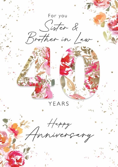 Classic Anniversary Card - Sister & Brother in Law - 40th Anniversary - Floral created by Rebecca Prinn