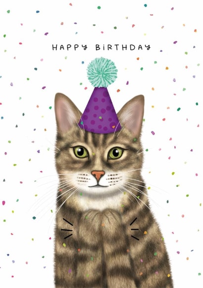 Cute Birthday Card - Tabby Cat created by badgerbee design