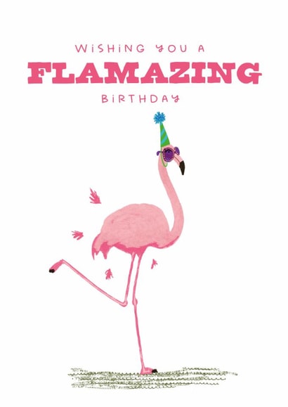Funny Birthday Card - Party Flamingo created by badgerbee design