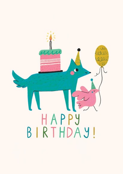 Cute Birthday Card - Party Animals - Dog created by Happy Wolf