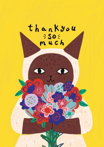 Cute Thank You Card - Siamese Cat created by Happy Wolf