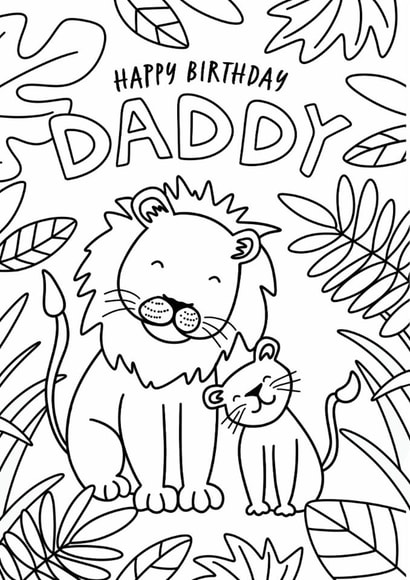 Cute Birthday Card - For Daddy - Colouring In Card created by Debbie Daley Illustrations