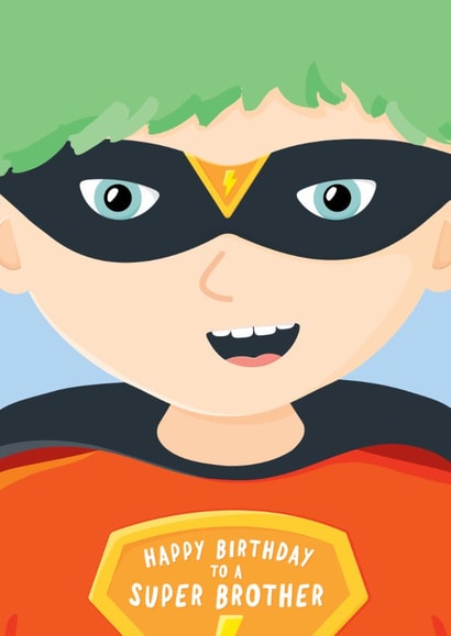 Cute Birthday Card - Super Brother - Superhero created by Macie Dot Doodles