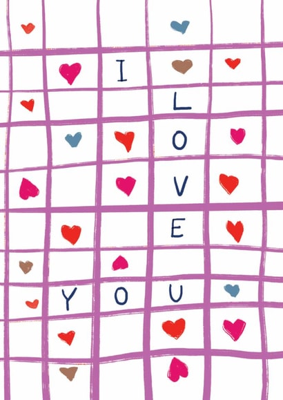 Modern Anniversary/Valentine's Day Card - I Love You - Hearts created by martha and hepsie ltd