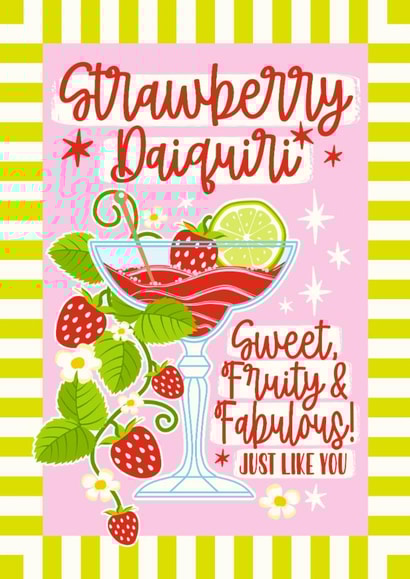 Arty Birthday Card - Cocktail - Strawberry Daiquiri created by Atwood & Atwood