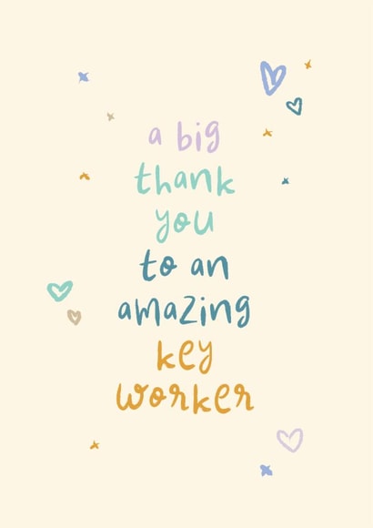Classic Thank You Card - To An Amazing Key Worker - Hearts created by Rebecca Prinn