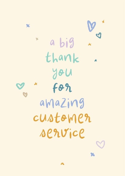 Classic Thank You Card - A Big Thank You For Amazing Customer Service - Hearts created by Rebecca Prinn