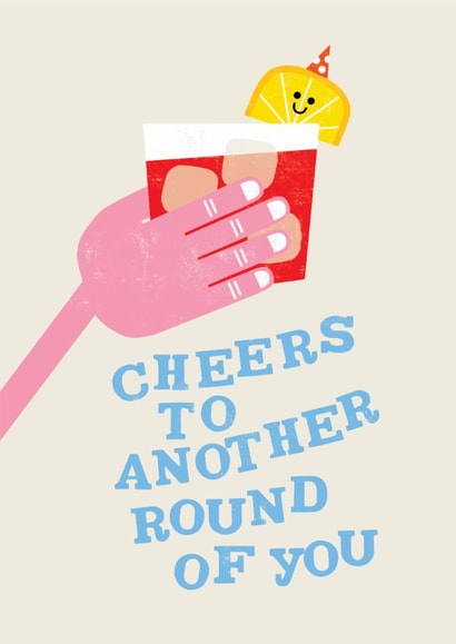 Arty Birthday Card – Kate Smith Co. - Cocktail Toast with Smiling Lemon Slice created by Danilo