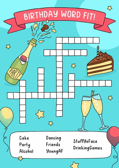 Fun Birthday Card - Crossword Puzzle created by Evie Garnett Designs