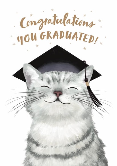 Cute Graduation Card - Cat - Congratulations created by Debbie Daley Illustrations