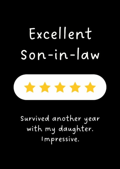 Funny Birthday Card - For Son-In-Law - Five Stars created by Sundiva Designs