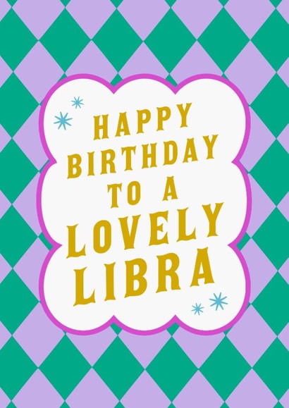 Classic Birthday Card - Lovely Libra - Star Sign created by Violet and Alfie