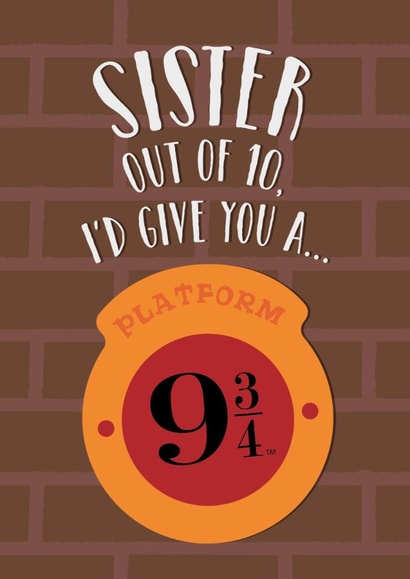 Fun Birthday Card - For Sister - Platform 9 3/4 - Harry Potter created by Cardology