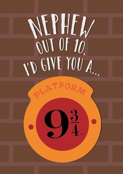 Fun Birthday Card - For Nephew - Platform 9 3/4 - Harry Potter created by Cardology