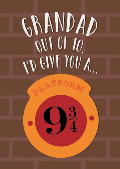 Fun Birthday Card - For Grandad - Platform 9 3/4 - Harry Potter - Hogwarts created by Cardology