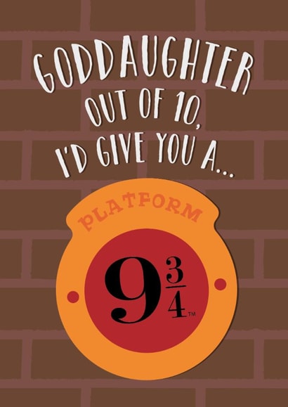 Fun Birthday Card - For Goddaughter - Platform 9 3/4 - Hogwarts - Harry Potter created by Cardology