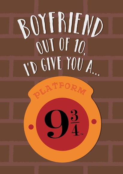 Fun Birthday/Valentines/Anniversary Card - For Boyfriend - Platform 9 3/4 - Harry Potter created by Cardology