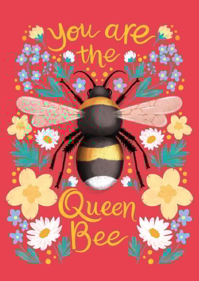 Uplifting thank you card - You are the Queen Bee for your friend or mum created by Nicola B Studio