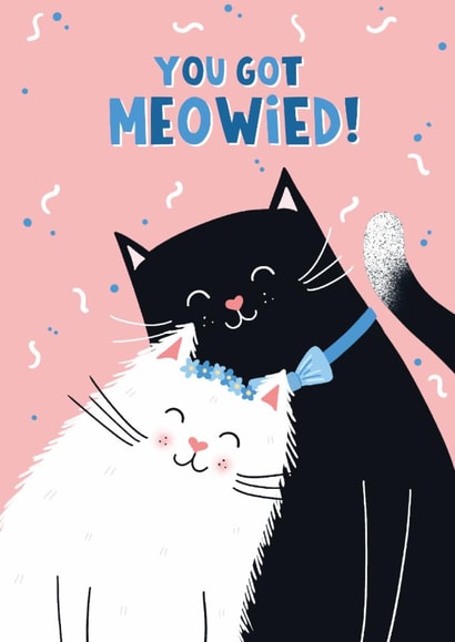 Cute Wedding Card - For Cat Lovers - Meowied - Cats created by Lucy Maggie Designs
