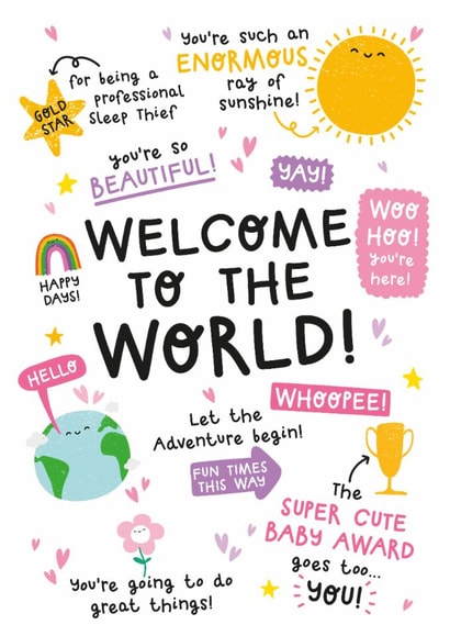 Cute New Baby Card - Welcome To The World - Girl created by Twisted Haggis