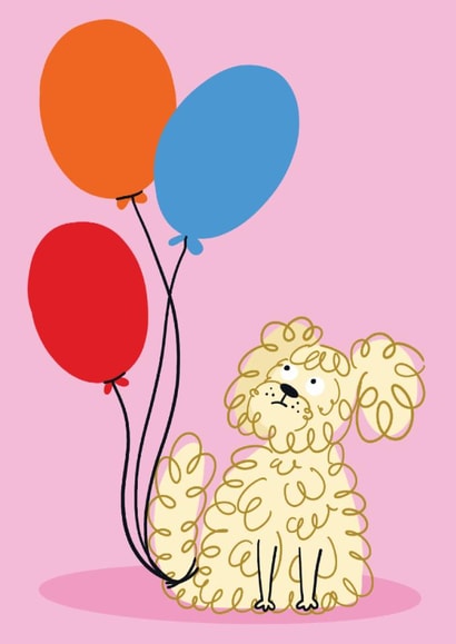 Cute Birthday Card - For Dog Lover - Balloons - Dog created by Lucy Maggie Designs