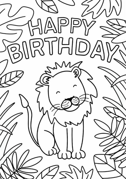Cute Birthday Card - For Kids - Colouring In Card created by Debbie Daley Illustrations