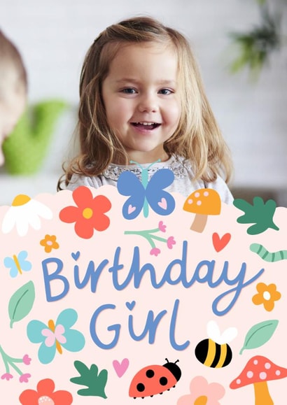 Pretty Birthday Card - Birthday Girl - Bugs created by Macie Dot Doodles