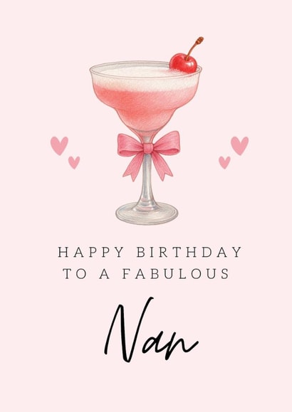 Classic Birthday Card - Fabulous Nan - Pink Cocktail created by Hello Fridays Studio