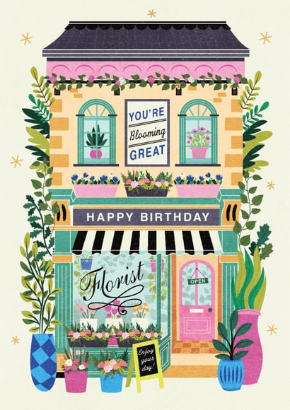 Fun Birthday Card - For Her - You're Blooming Great - Florist created by Dalia Clark Design
