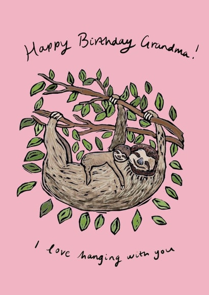 Cute Birthday Card - For Grandma - Sloths created by YAMS
