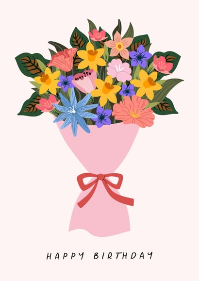 Pretty Birthday Card - Bouquet Of Flowers - For Her | thortful
