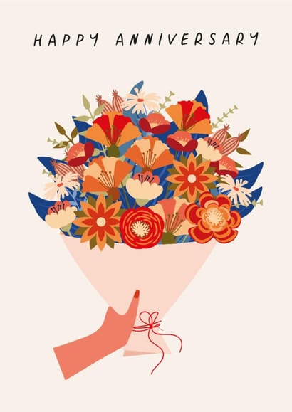 Pretty Anniversary Card - Bouquet - Flowers created by Sad Girl Illustration