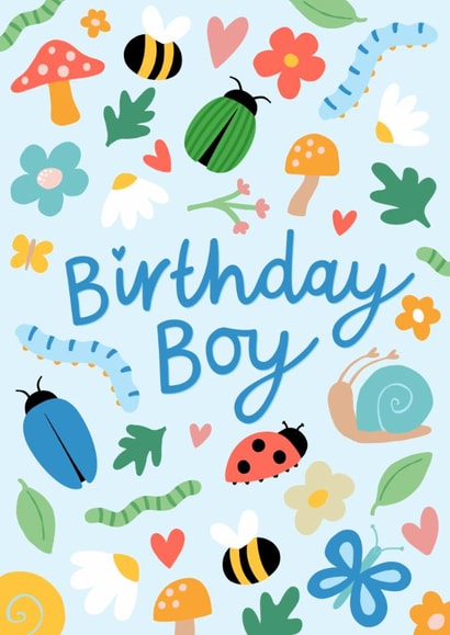 Cute Birthday Card - Bugs - Birthday Boy created by Macie Dot Doodles