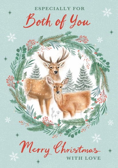 Traditional Christmas Card - Reindeer - For Both Of You created by Dalia Clark Design