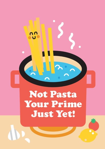 Funny pasta birthday card for foodies – perfect pun card for friends. created by Studio Boketto