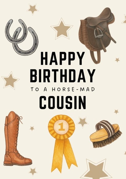Classic Birthday Card - For Cousin - Horse Riding created by Hello Fridays Studio