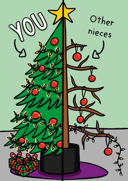 Funny Christmas Card - You Versus Other Nieces - Tree created by TeePee Creations