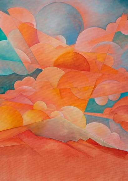 Palm Springs Morning clouds and mountains. created by Lizzie O'Grady